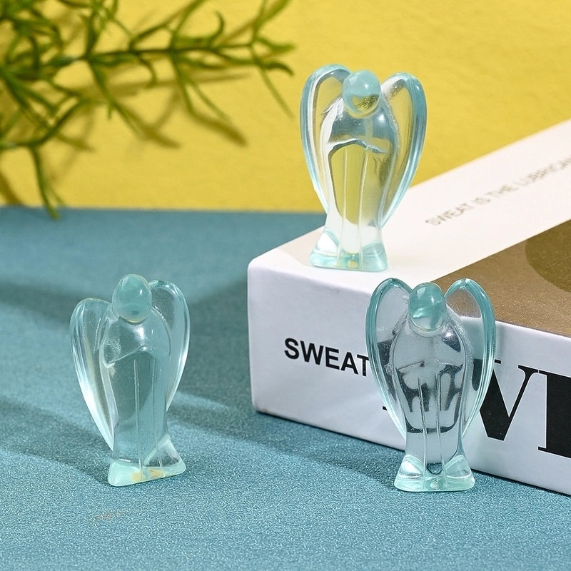 Handcrafted Natural Stone Angel Indoor Decor Minimalist Ornament Black Red White