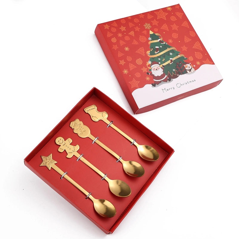 Festive Cartoon Stainless Steel Christmas Tableware Set for Kids | Kitchen & Dining