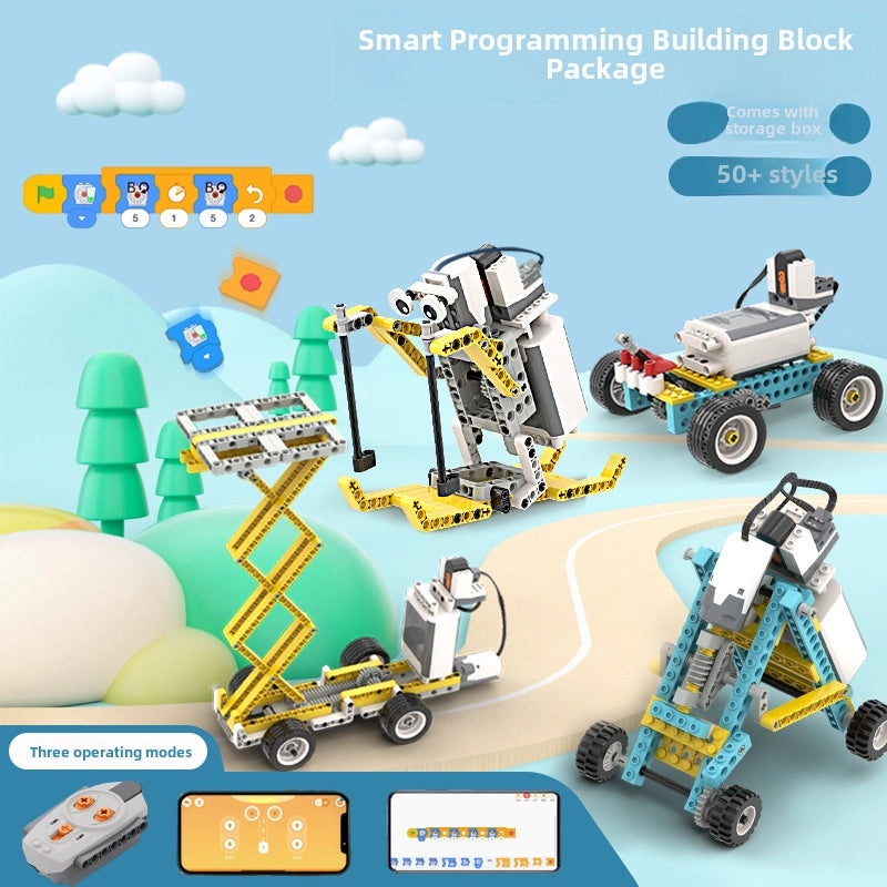 Electric Programming Robot Compatible with 9686 Small Particle Building Blocks | Educational STEM Robotics Kits