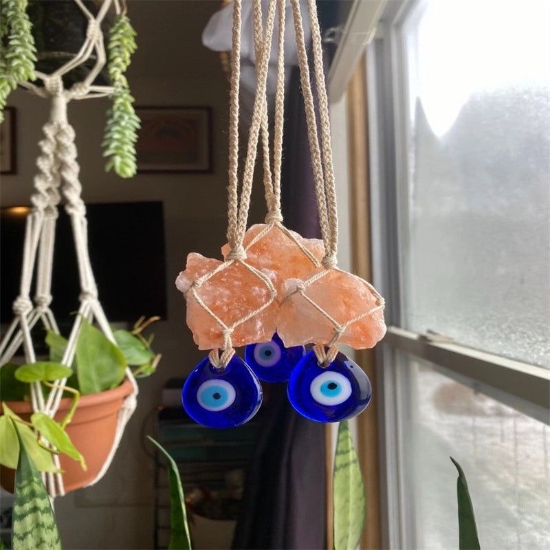 Handcrafted Turkish Blue Evil Eye Crystal Pendant Hanging Ornament | Home Decor Accessories