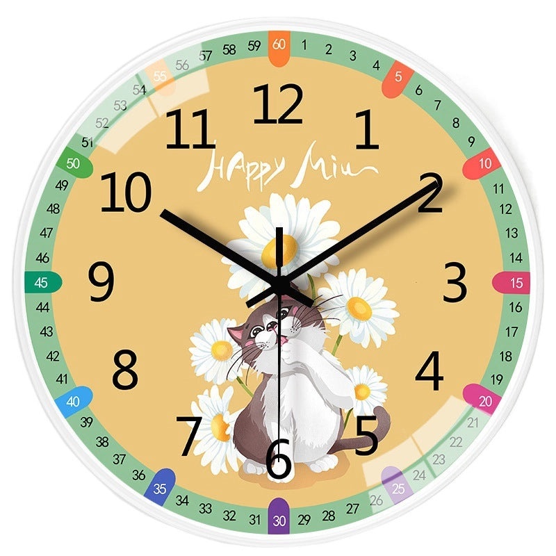 8 Inch Kids Cartoon Wall Clock Digital Learning Clock Silent Children's Room Decoration|Children's Educational Toys