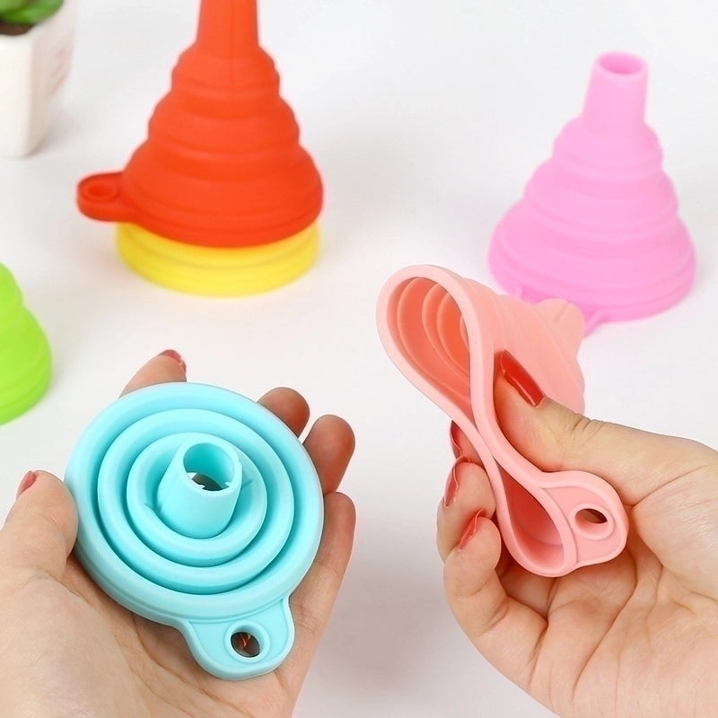 折叠式迷你伸缩漏斗厨房硅胶油壶小液体漏斗|厨房工具