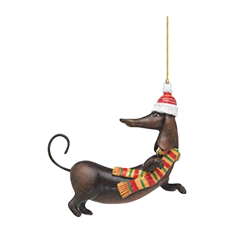 Sausage Dog Acrylic Flat Car Ornament Christmas Tree Decoration Home Holiday Decor|Car Ornaments