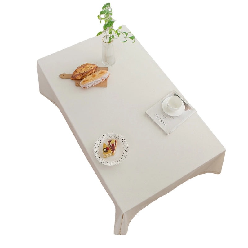 Yiman Qiyun Natural Cotton Linen Plain Color Dustproof White Tablecloth Cover Tea Towel | Home & Living > Kitchen & Dining > Table Linens