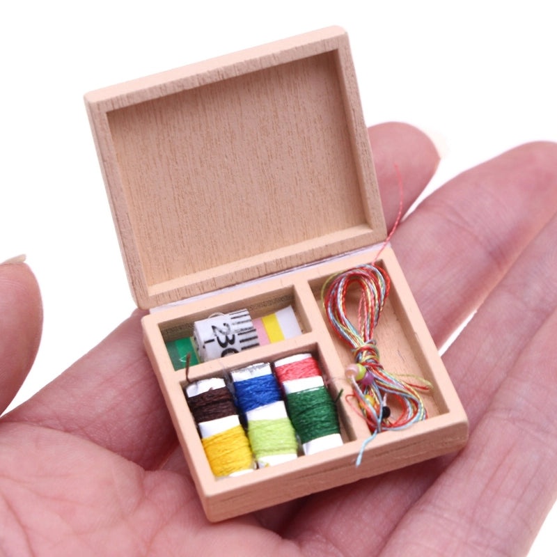 Mini Vintage Dollhouse Sewing Box BJD Cloth Miniature Home Scene Props Accessories|Miniature & Dollhouse Accessories