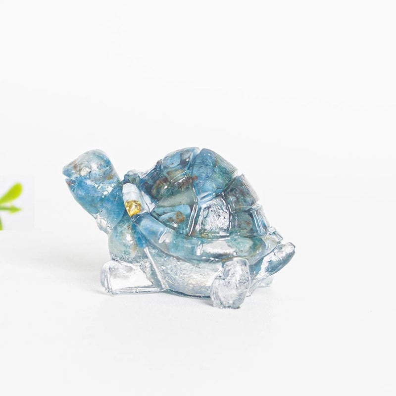 Minimalist Tortoise Figurine with Natural Crystal Accents|Home Decor