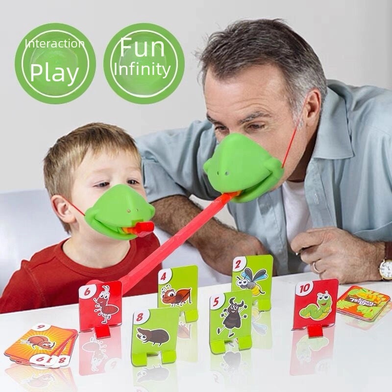 Frog Mouth Tongue Blowing Kids Game Chameleon Lizard Mask Parent-Child Puzzle Toy|Children's Toys & Games