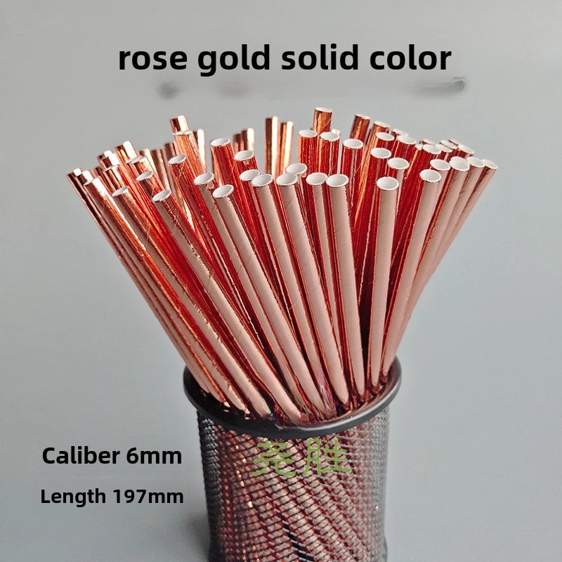 400pcs Rose Gold Paper Straws Disposable Decorative Straws for Parties Pastries Beverages|Party Supplies