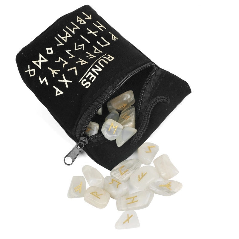 25 Natural Crystal Rune Stones Set Amorphous Spiritual Ornaments|Spiritual Healing Jewelry