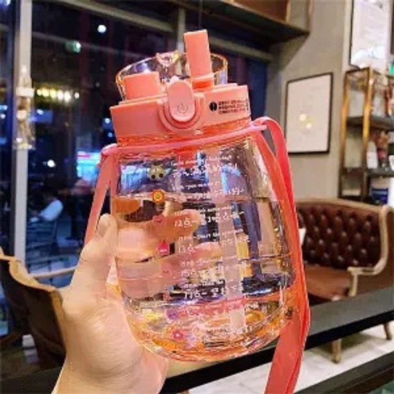 Large Capacity Big Belly Water Bottle High Temperature Resistant Trendy Sports Straw Cup for Girls Summer | Drinkware & Sports Bottles