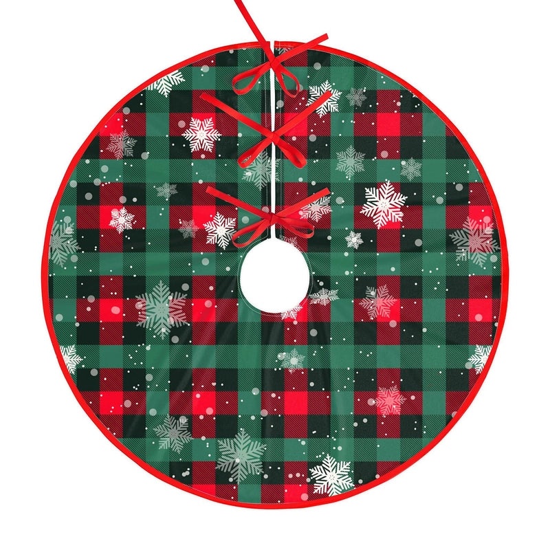 Plush Christmas Tree Skirt with Snowman Print for Holiday Parties and Home Decoration|Holiday Decorations
