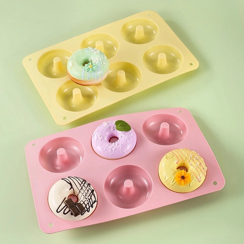 6-Piece Food-Grade Silicone Donut Mold Set for Baking Macarons and Cookies|Bakeware & Baking Tools