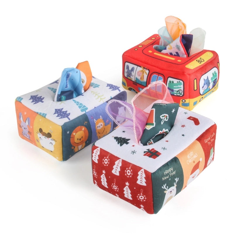Baby Educational Simulation Cloth Book Toy with Digital Traffic Design and Ringing Tissue Box for Christmas|Baby Early Education Toys