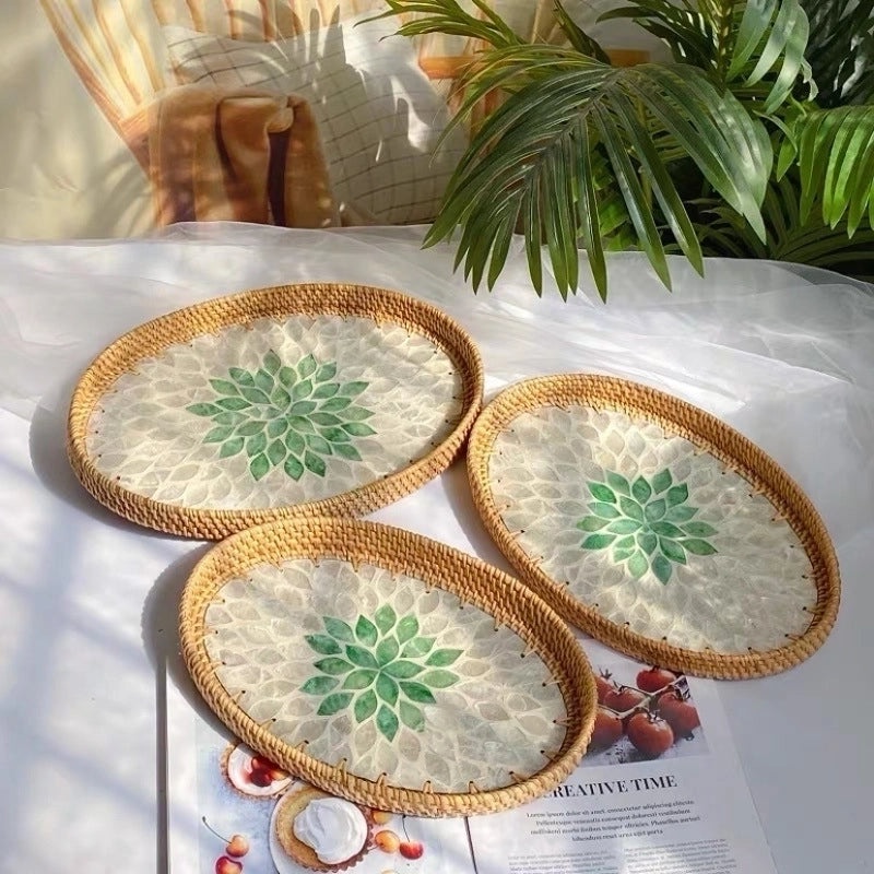 Natural Floral Grass Shell Fruit Tray|Home Decor Tableware