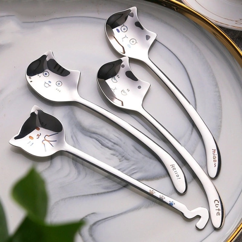 Adorable Cat Design 304 Stainless Steel Spoon Single Piece|Kitchen Utensils