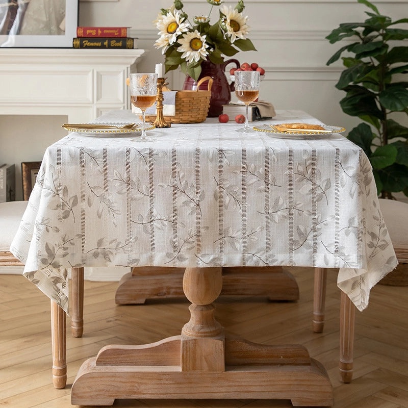 Chic French-Inspired Botanical Polyester Tablecloths|Home & Living Table Linens