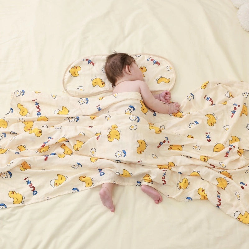 Antibacterial Bamboo Cotton Baby Swaddle Blanket and Bath Towel Set for Newborns Summer Soft Gauze Wrap|Baby Care & Accessories