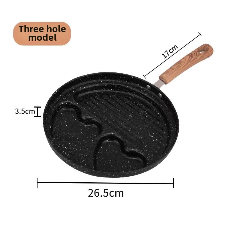 Maifan Stone Non-stick Breakfast Pan with 4 Holes Multi-functional Fried Egg & Burger Mold Flat Bottom | Kitchen Cookware