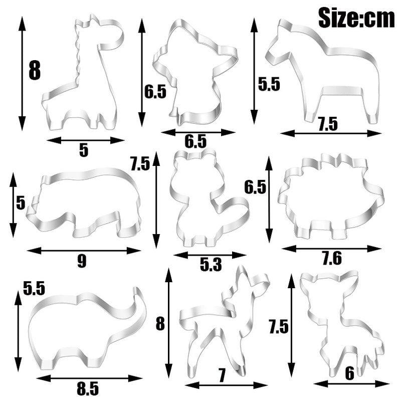 Adorable Animal Design 9-Piece Solid Color 430 Stainless Steel Bakeware Set|Kitchen & Dining Cookware