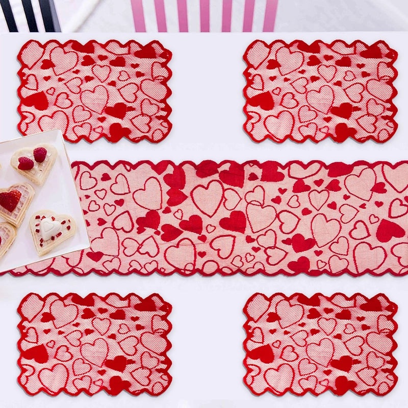 Romantic Heart-Shaped Solid Color Polyester Tablecloth for Valentine’s Day Casual Elegance | Home Decor Table Linens