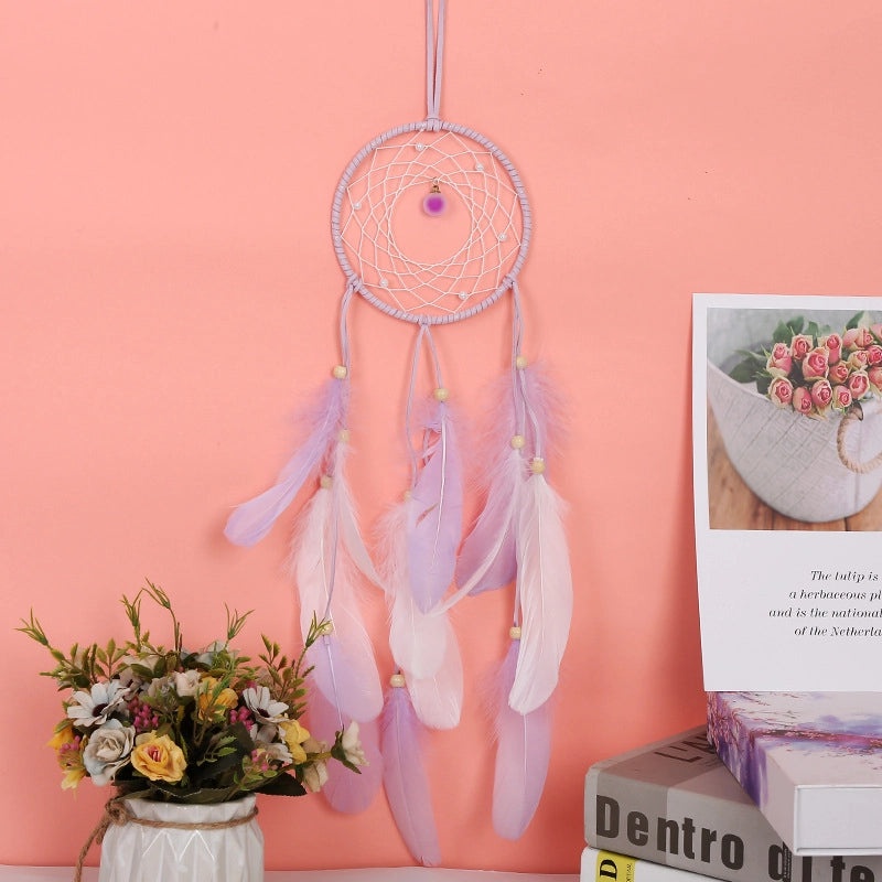 Boho Chic Dreamcatcher with Wooden Beads and Feathers | Home Decor