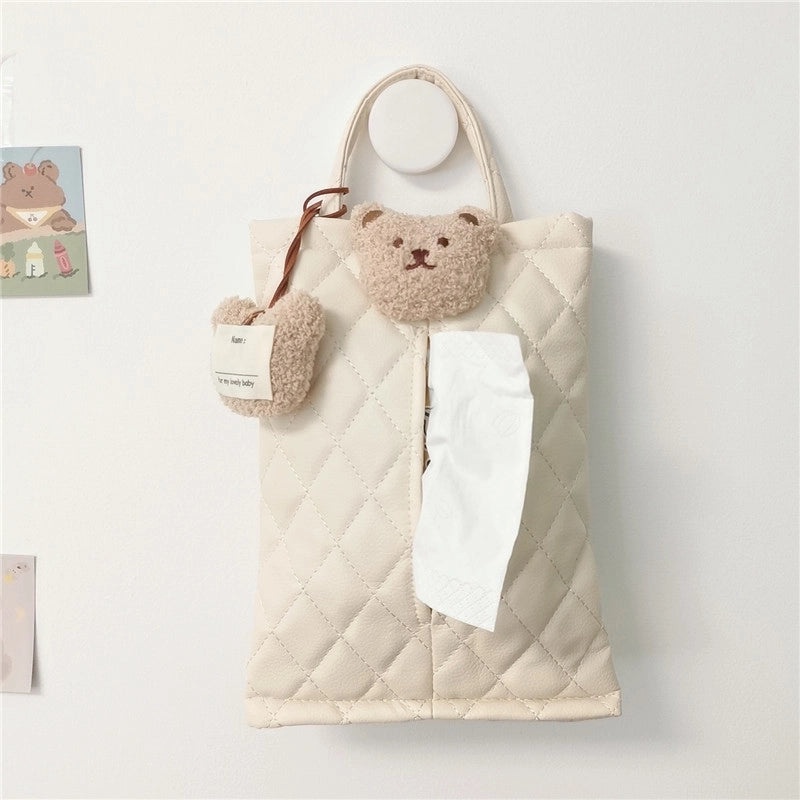 Cute Bear PU Leather Tissue Holder for Travel & Home Use|Home & Living Accessories