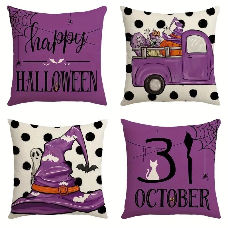 Halloween Minimalist Pumpkin Ghost Linen Pillow Covers for Couch Sofa Decor | Home Decor Pillows