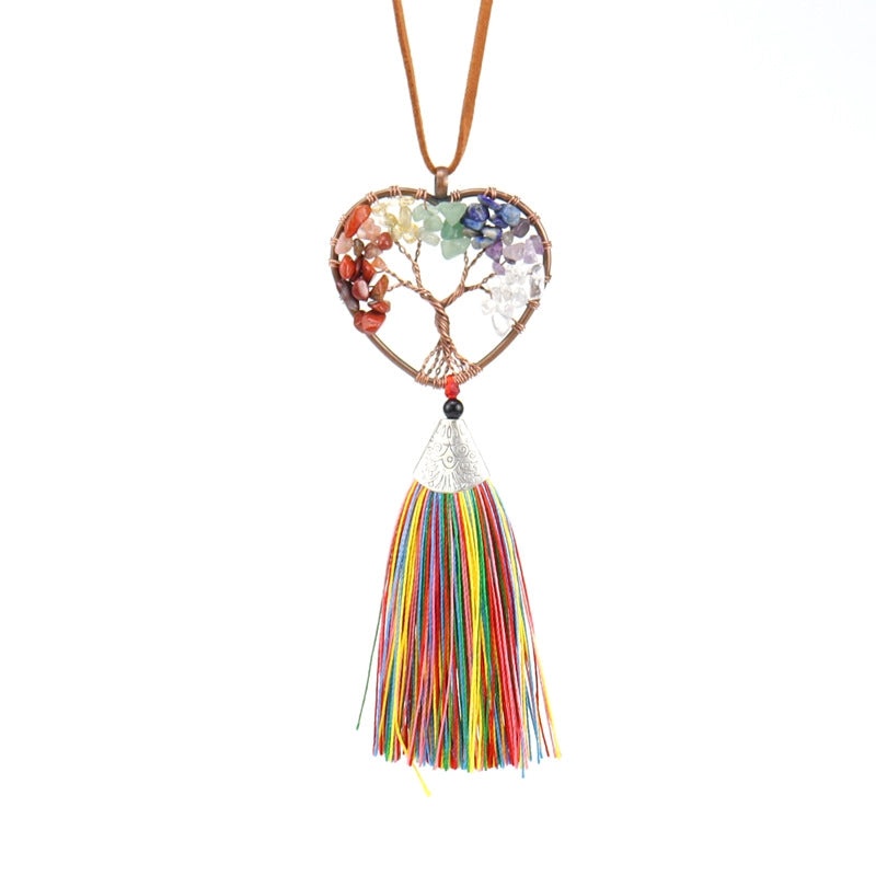 Ethnic Tree of Life Heart Agate Pendant Necklace | Jewelry & Accessories