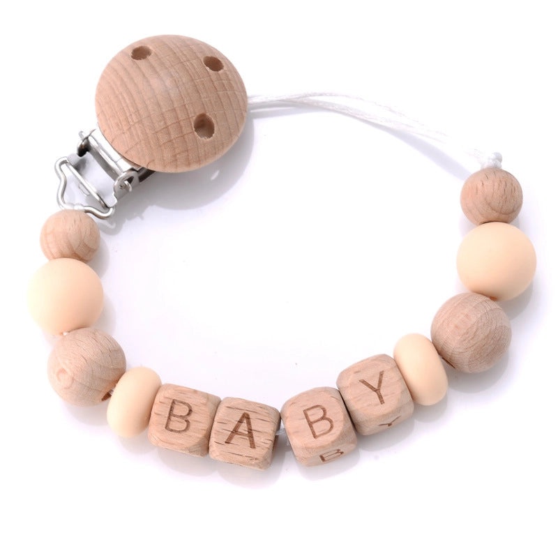 Geometric Wooden Letter Baby Teether with Soft Silica Gel | Baby Accessories