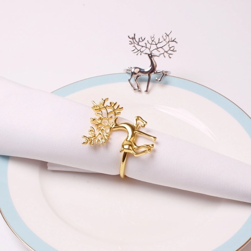 Festive Cartoon Metal Napkin Ring for Christmas Vacation | Holiday Table Decor Napkin Rings