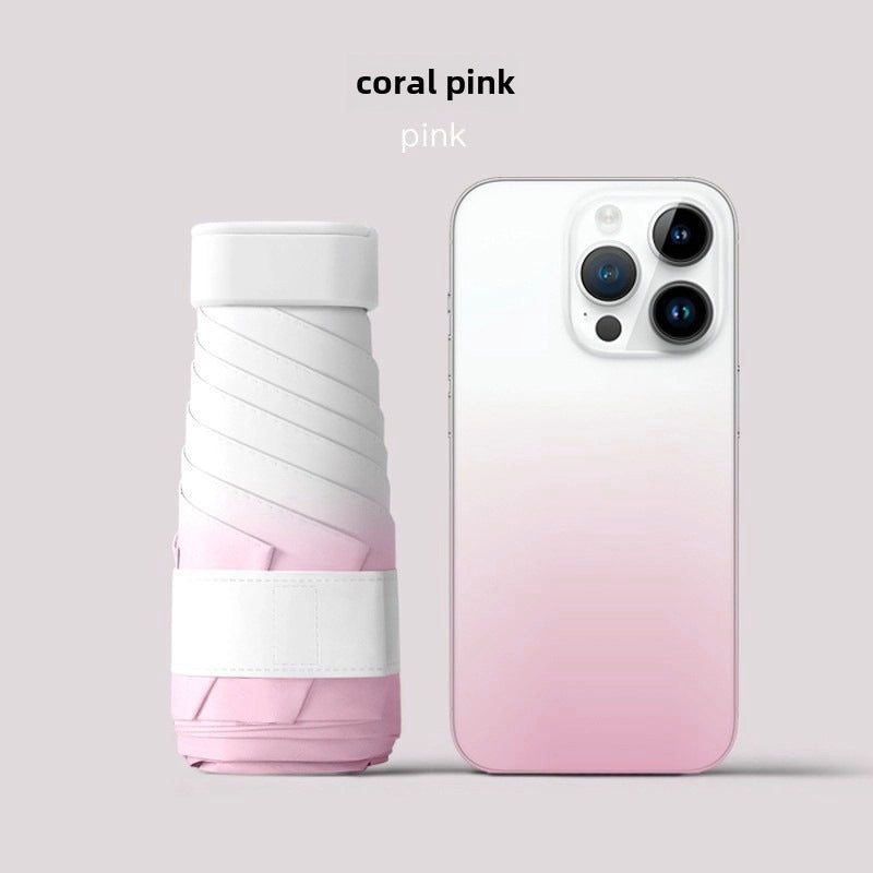 Compact Five-Fold UV Sunscreen Mini Umbrella for Women | Sun Protection & Rain Use | Portable Thickened Flat Umbrella | Women's Accessories