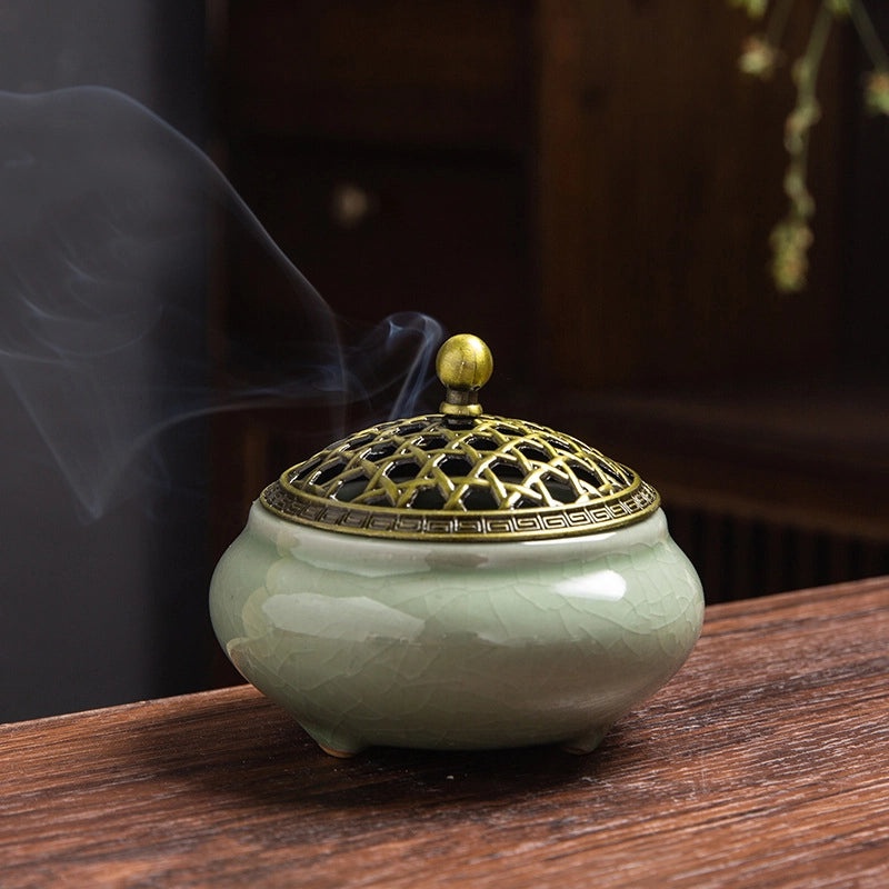 Ceramic Incense Burner Aromatherapy Plate Small Tower Temple Kiln Holder Home Decor|Home Decor & Aromatherapy Accessories