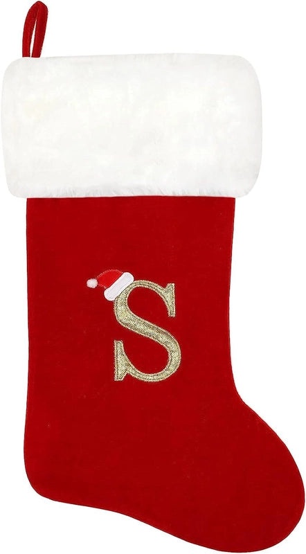 2023 Holiday Red Flannel Embroidered Large Christmas Stockings Gift Bags Available Now|Christmas Decorations