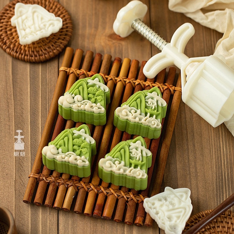 Sanmu Original Hand-pressed Mung Bean Cake Mold 50g 75g Mountain Flowing Water Green Pine Design | Kitchen & Baking Tools