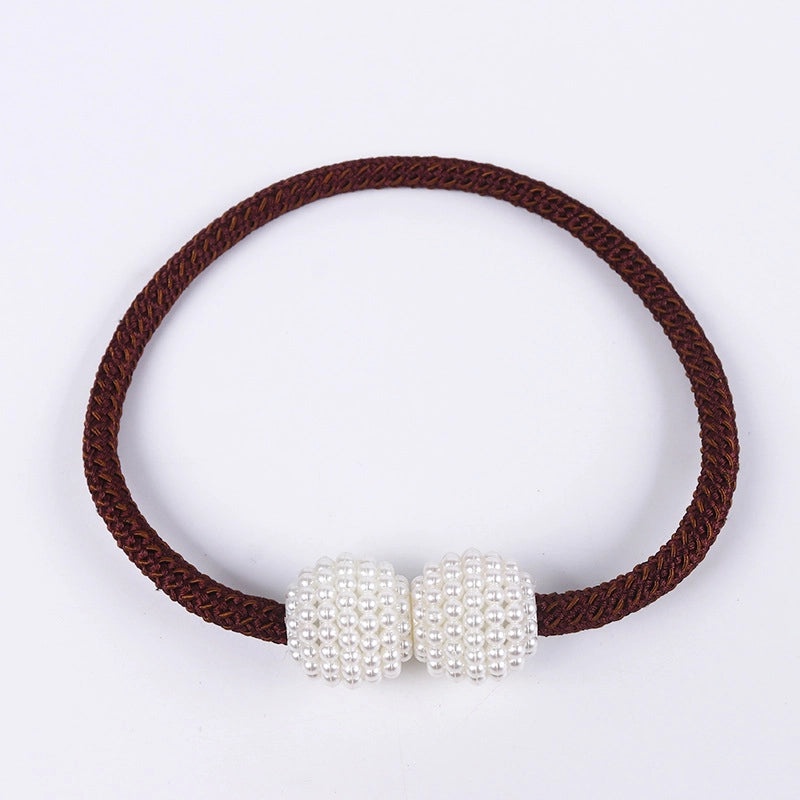 Retro Elegant Geometric Pearl Curtain Tieback for Home Decor