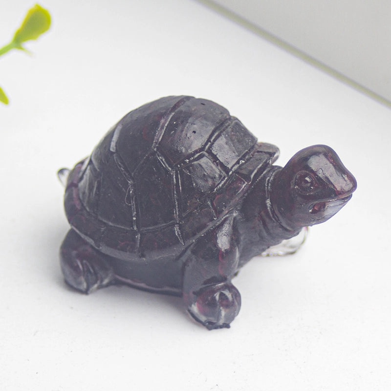 Minimalist Tortoise Figurine with Natural Crystal Accents|Home Decor