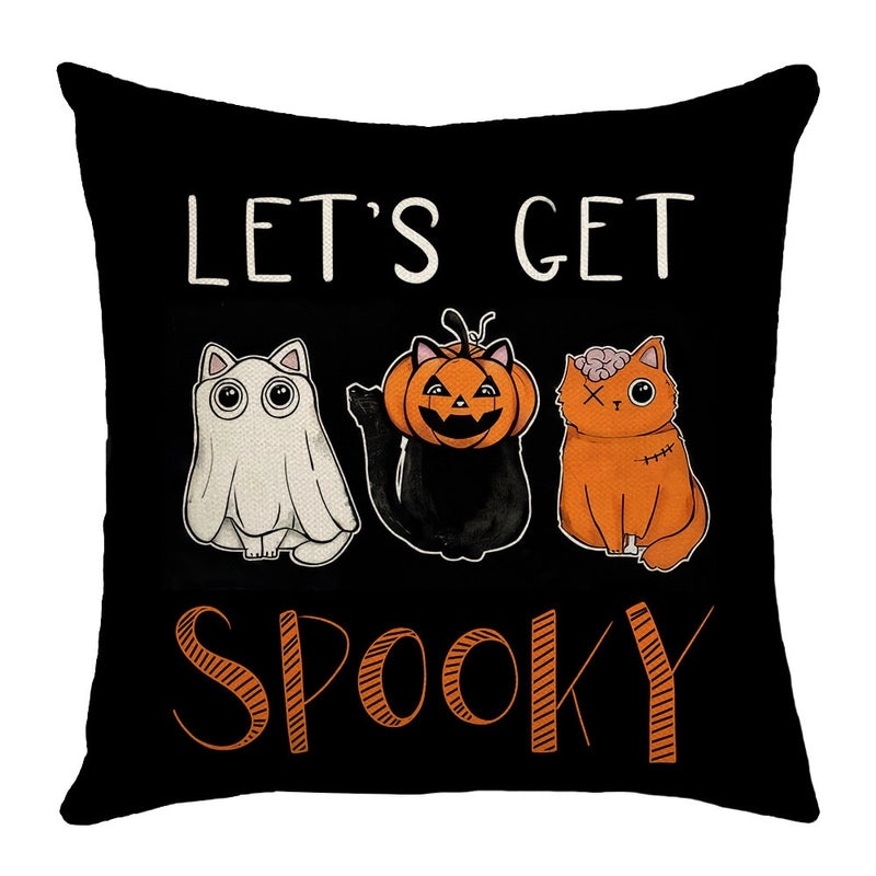 Halloween Minimalist Pumpkin Ghost Linen Pillow Covers for Couch Sofa Decor | Home Decor Pillows
