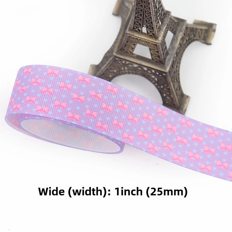 Cartoon Soft Color Thermal Transfer Printed Ribbed Ribbon DIY Handmade Bow Hair Accessory Gift Packaging|Hair Accessories