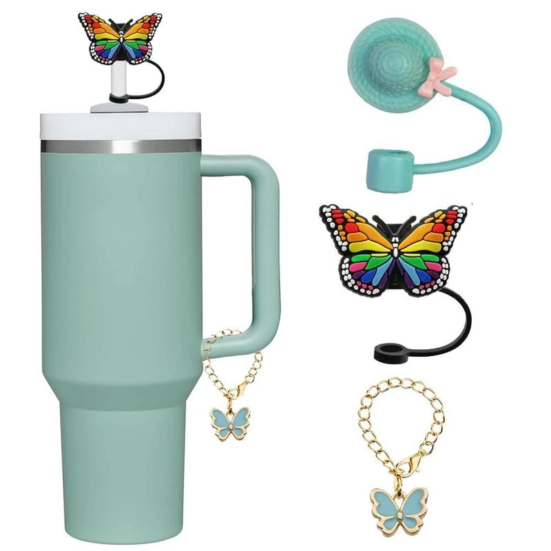 Adorable Butterfly Silicone Straw Cap Set | Drink Accessories