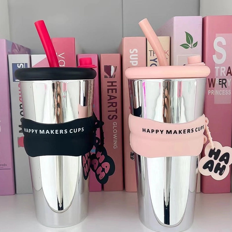 Stylish High Borosilicate Glass Water Bottle with Letter Design | Drinkware & Bottles