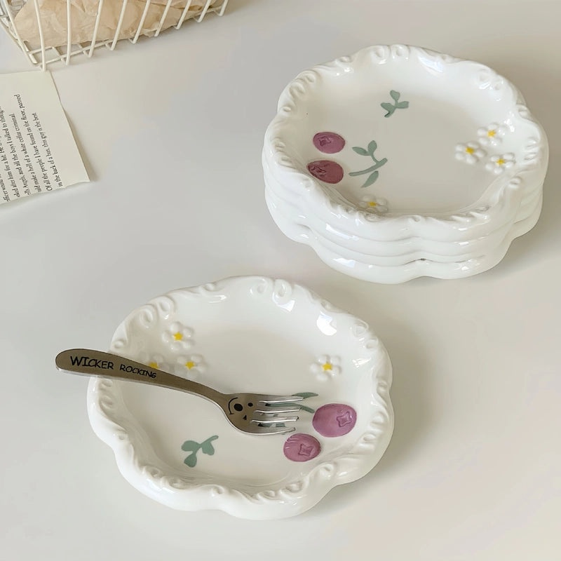 Charming Floral Porcelain Plate Single Piece|Home Decor