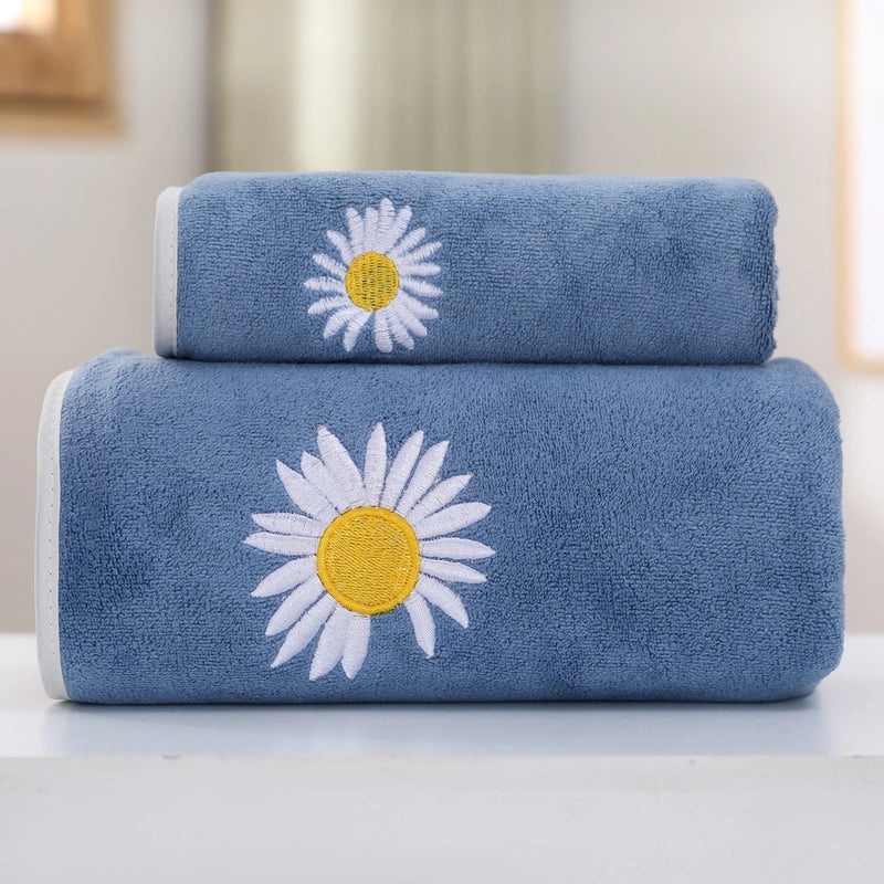Casual Color Block Daisy Coral Fleece Bath Towels Soft Absorbent Bathroom Towels|Home & Kitchen > Bath > Towels