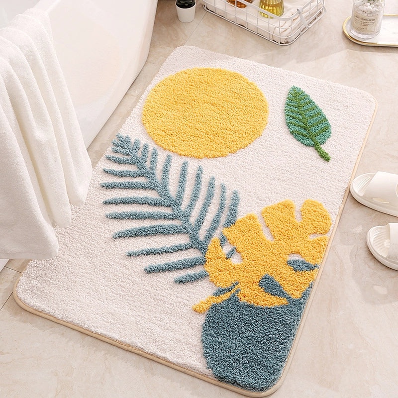 Flocking Non-Slip Water Absorbent Bathroom and Kitchen Mat Simple Living Room Door Rug|Home Decor & Rugs