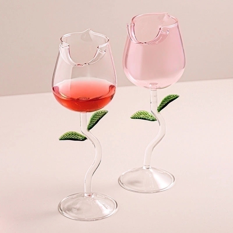 Elegant Botanical Glass Wine Cup 1 Piece | Drinkware & Bar Accessories