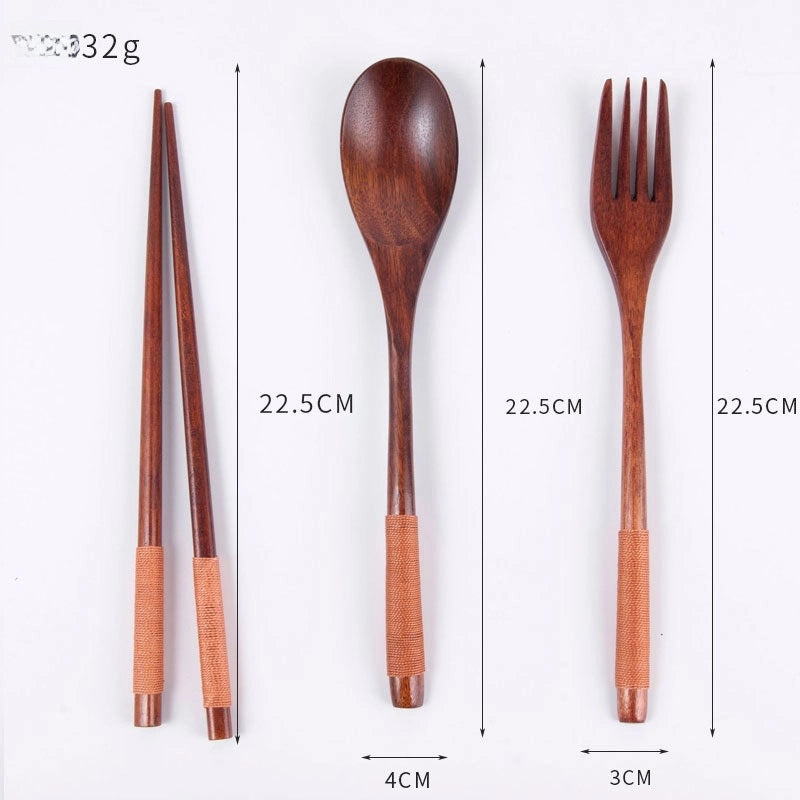 Japanese Style Wooden Tableware Set Phoebe 4-Piece Chopsticks Knife Fork Spoon|Kitchen & Dining Tableware