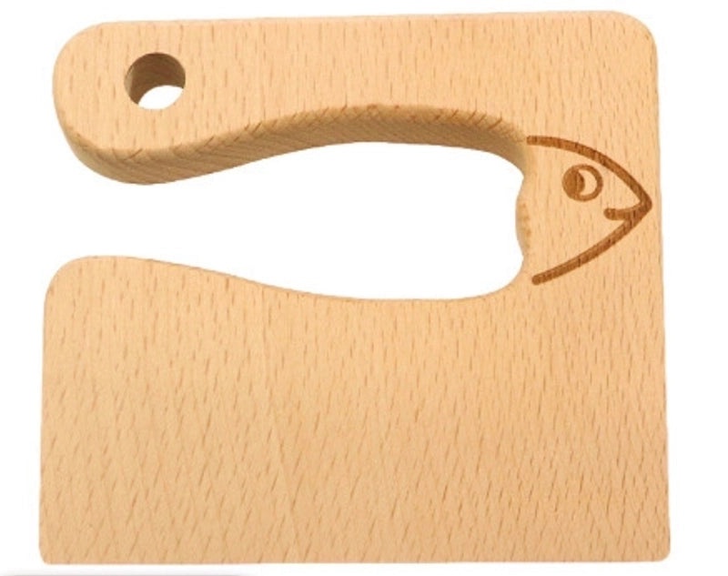 Adorable Bear and Fish Wooden Knife for Kids' Play Kitchen | Kids' Kitchen Toys