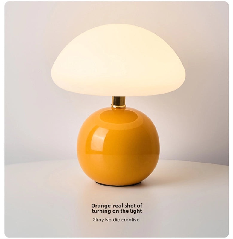 Cream Mushroom Night Light Small Table Lamp for Kids Bedroom Bedside Ceramic Decorative Room Lamp | Home Decor Lamps