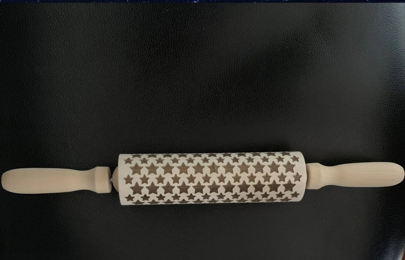 Holiday Wooden Baking Rolling Pin Christmas Tree Elk Snowflake Pattern