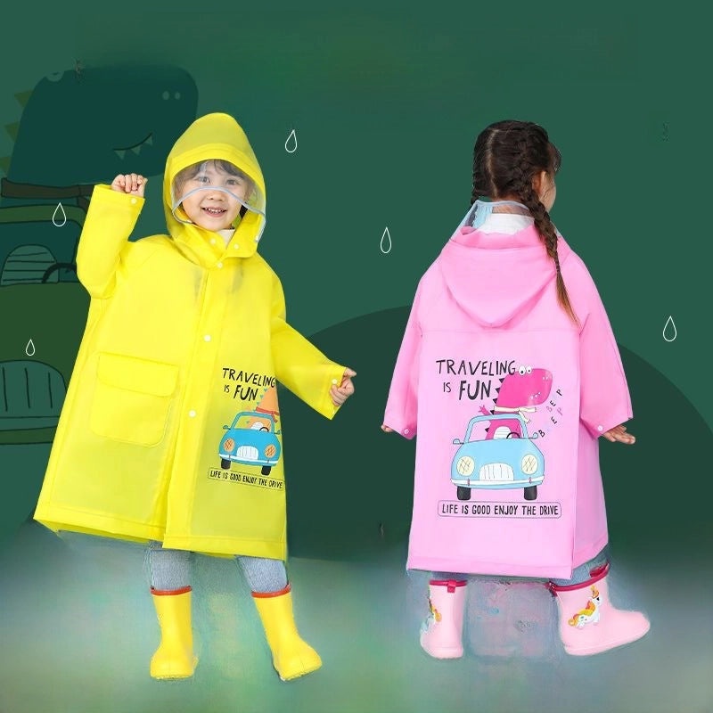 Kids Waterproof Dinosaur Poncho Raincoat, Boys School Bag Compatible, Primary School Baby Rain Jacket|Kids Rainwear