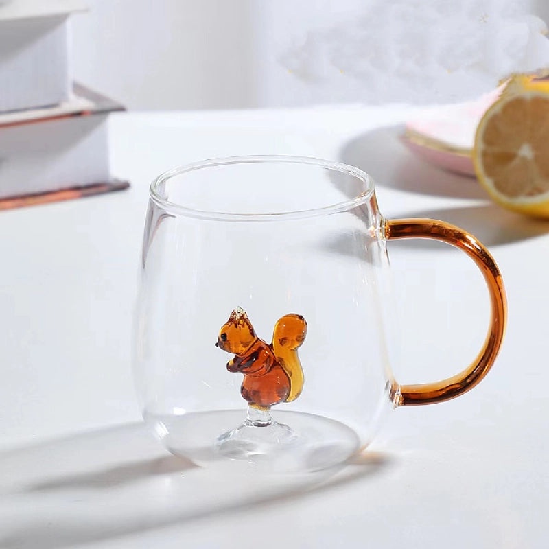 3D Animal Shape Glass Cup with Colorful Handle|Kitchen & Dining